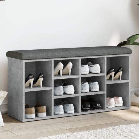 Banc à chaussures-Meuble à chaussures-Étagère de rangement gris béton 102x32x50 cm bois d'ingénierie 339776 (1/5)