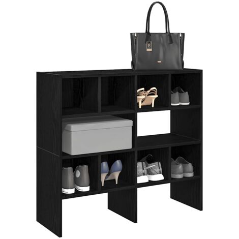 Étagères à chaussures empilables-Meuble à chaussures-Étagère de rangement en chêne noir 89,5 x 30 x 40cm 142727 (1/5)