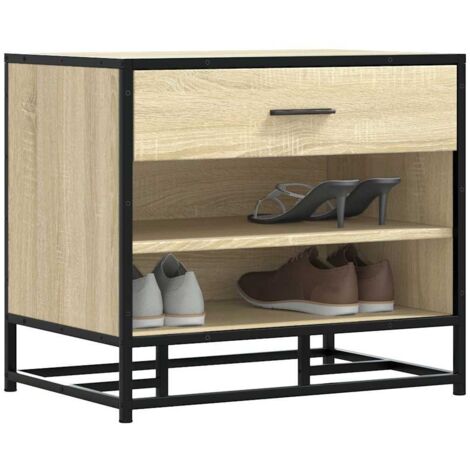 Banc à chaussures-Meuble à chaussures-Étagère de rangement chêne sonoma bois d'ingénierie et métal 432683 (1/5)