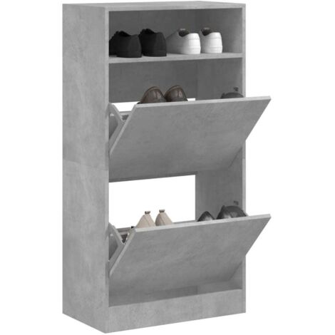 Armoire à chaussures-Meuble à chaussures-Étagère de rangement gris béton 60x34x116 cm bois d'ingénierie 333928 (1/5)
