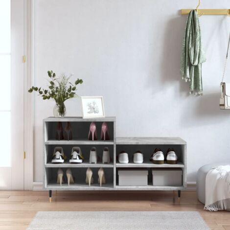 Armoire à chaussures-Meuble à chaussures-Étagère de rangement Gris béton 102x36x60 cm Bois d'ingénierie 890668 (1/5)