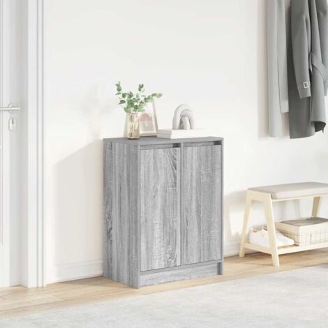 Armoire à chaussures-Meuble à chaussures-Étagère de rangement sonoma gris 57x34x76 cm bois d'ingénierie 352280 (1/5)
