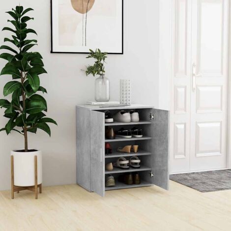 Armoire à chaussures-Meuble à chaussures-Étagère de rangement Gris béton 60x35x70 cm Bois d’ingénierie 215549 (1/5)