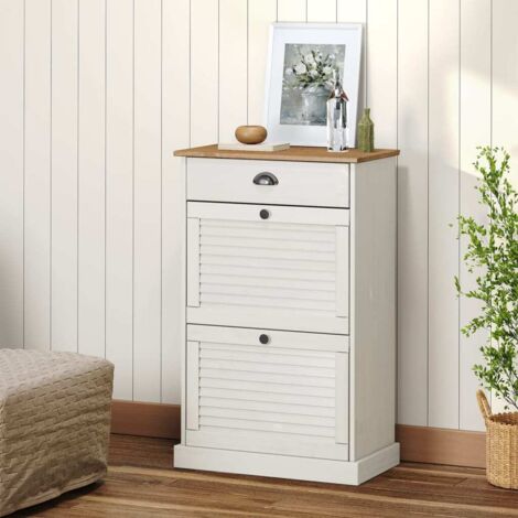 Armoire à chaussures-Meuble à chaussures-Étagère de rangement VIGO 60x35x96 cm blanc bois massif de pin 340788 (1/5)