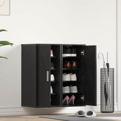 Armoires à chaussures 2 pcs-Meuble à chaussures-Étagère de rangement chêne noir 32x35x70 cm 448053 (1/5)