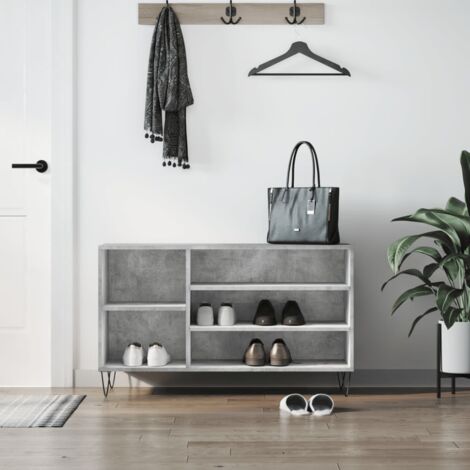 Armoire à chaussures-Meuble à chaussures-Étagère de rangement Gris béton 102x36x60 cm Bois d'ingénierie 823394 (1/5)
