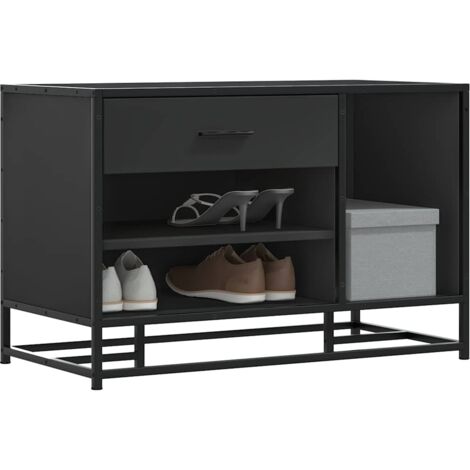 Banc à chaussures-Meuble à chaussures-Étagère de rangement noir 80x40x53,5 cm bois d'ingénierie et métal 663666 (1/5)