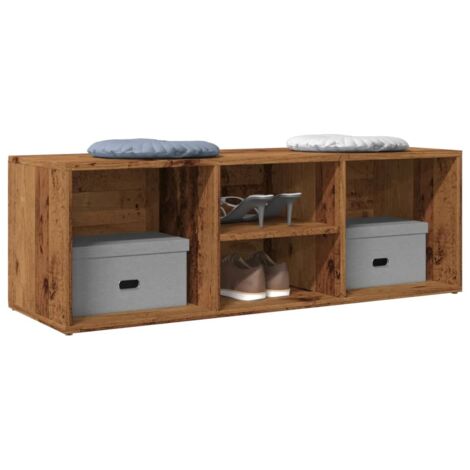 Banc à chaussures-Meuble à chaussures-Étagère de rangement vieux bois 105x35x35 cm 286409 (1/5)