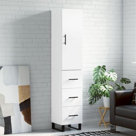 Buffet haut-Armoire de rangement Blanc 34,5x34x180 cm Bois d'ingénierie 280320 (1/5)