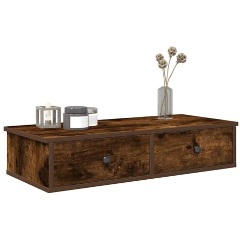 Étagère murale avec tiroirs-Étagère flottante-Étagère de rangement suspendue chêne fumé bois d'ingénierie 349457 (1/5)