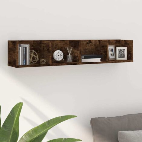 Étagère murale à CD-Étagère flottante-Étagère de rangement suspendue Chêne fumé 100x18x18 cm Bois d'ingénierie 436093 (1/5)