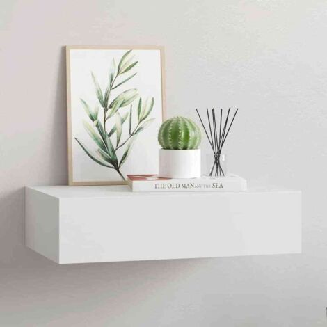 Étagère à tiroir murale-Étagère flottante-Étagère Suspendue Blanc 40x23,5x10 cm MDF 742498 (1/5)