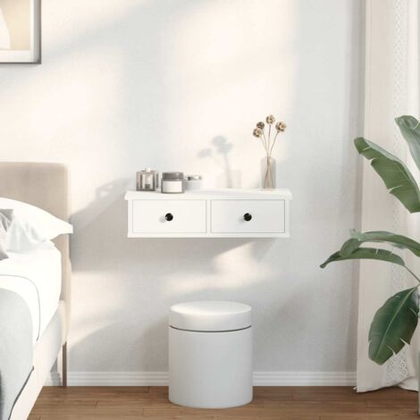 Étagère murale avec tiroirs-Étagère flottante-Étagère de rangement suspendue blanc 60x28x15 cm bois d'ingénierie 445748 (1/5)