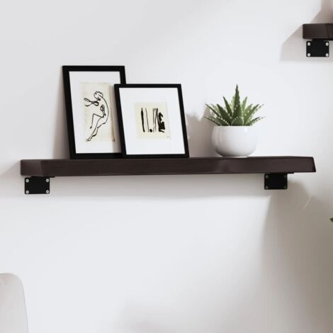 Étagère murale-Étagère flottante-Étagère de rangement suspendue marron foncé 60x10x4 cm bois chêne massif traité 336956 (1/5)