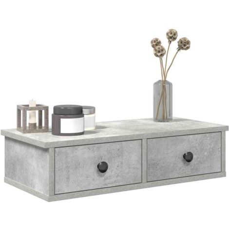 Étagère murale avec tiroirs-Étagère flottante-Étagère de rangement suspendue gris béton bois d'ingénierie 881730 (1/5)