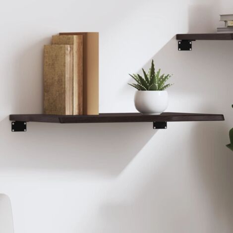 Étagère murale-Étagère flottante-Étagère de rangement suspendue marron foncé 60x40x2 cm bois chêne massif traité 533021 (1/5)
