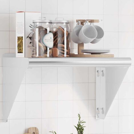 Étagère murale-Étagère flottante-Étagère de rangement suspendue 50x30x31 cm argenté acier inoxydable 856049 (1/5)