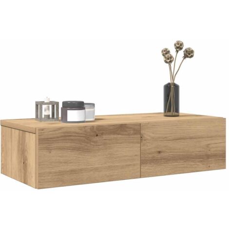 Étagère murale avec tiroirs-Étagère flottante-Étagère de rangement suspendue chêne artisanal bois d'ingénierie 104641 (1/5)