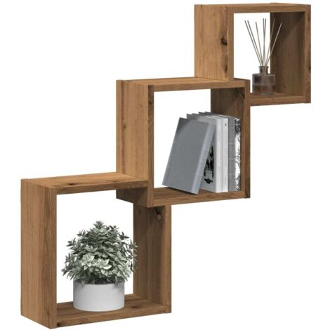 Étagères murales forme de cube-Étagère flottante-Étagère de rangement suspendue chêne artisanal bois ingénierie 539412 (1/5)