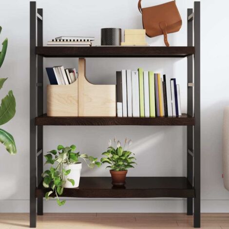 Étagère murale-Étagère flottante-Étagère de rangement suspendue marron foncé bois chêne massif traité 756194 (1/5)