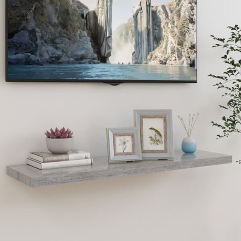 Étagère murale flottante-Étagère flottante-Étagère de rangement suspendue Gris béton 90x23,5x3,8 cm MDF 791834 (1/5)