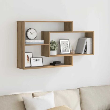 Étagère murale-Étagère flottante-Étagère de rangement suspendue chêne artisanal 104x20x58,5 cm bois d'ingénierie 420300 (1/5)