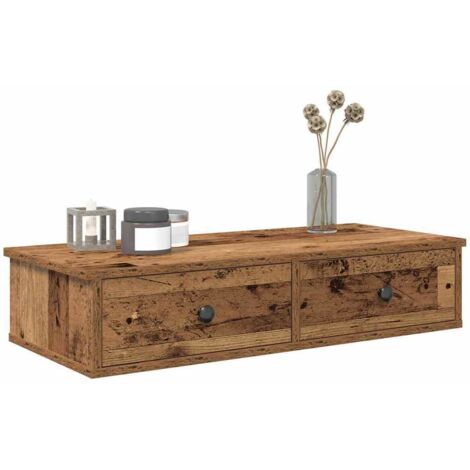Étagère murale avec tiroirs-Étagère flottante-Étagère de rangement suspendue vieux bois bois d'ingénierie 672916 (1/5)