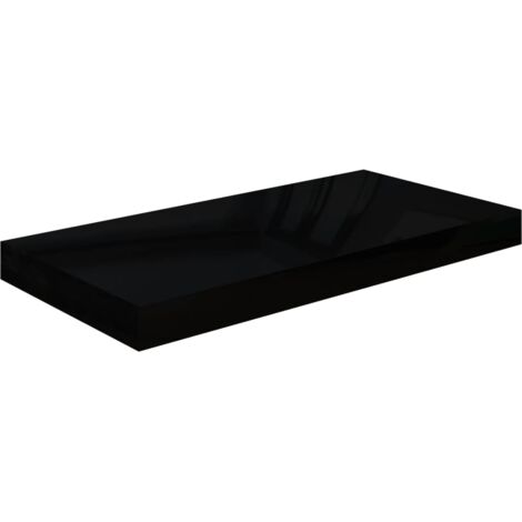 Étagère murale flottante-Étagère flottante-Étagère de rangement suspendue Noir brillant 50x23x3,8 cm MDF 690479 (1/5)