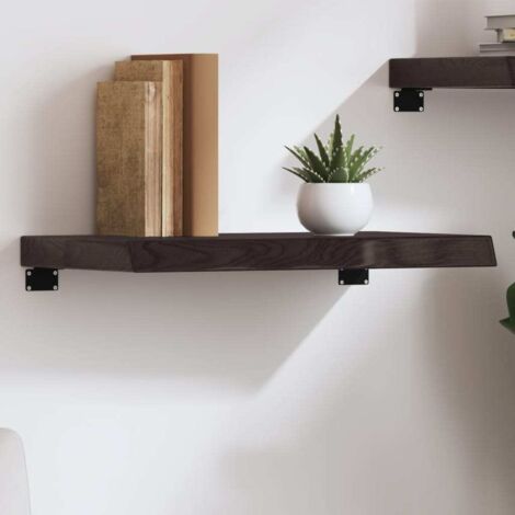 Étagère murale-Étagère flottante-Étagère de rangement suspendue marron foncé bois chêne massif traité 555390 (1/5)