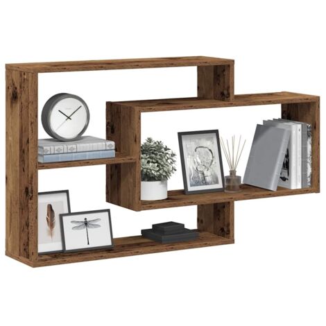 Étagère murale-Étagère flottante-Étagère de rangement suspendue vieux bois 104x20x58,5 cm bois d'ingénierie 548179 (1/5)