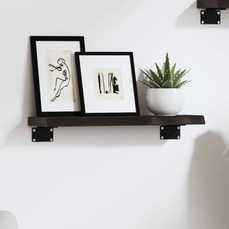 Étagère murale-Étagère flottante-Étagère de rangement suspendue marron foncé 40x10x2 cm bois chêne massif traité 143393 (1/5)