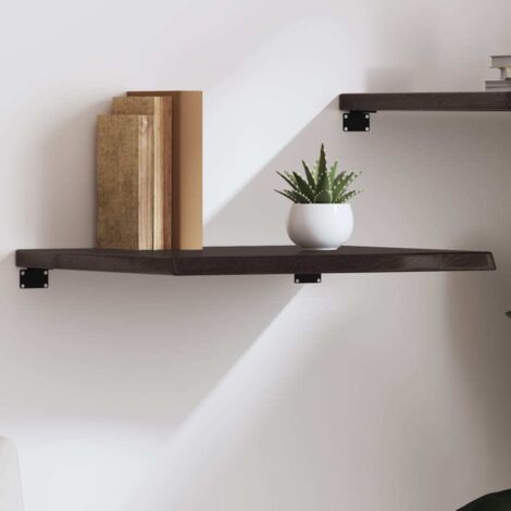 Étagère murale-Étagère flottante-Étagère de rangement suspendue marron foncé bois chêne massif traité 629443 (1/5)