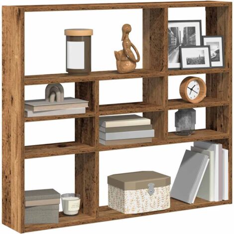 Étagère murale-Étagère flottante-Étagère de rangement suspendue vieux bois 90x16x78 cm bois d'ingénierie 833283 (1/5)