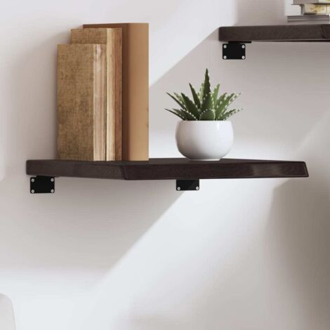 Étagère murale-Étagère flottante-Étagère de rangement suspendue marron foncé bois chêne massif traité 615395 (1/5)