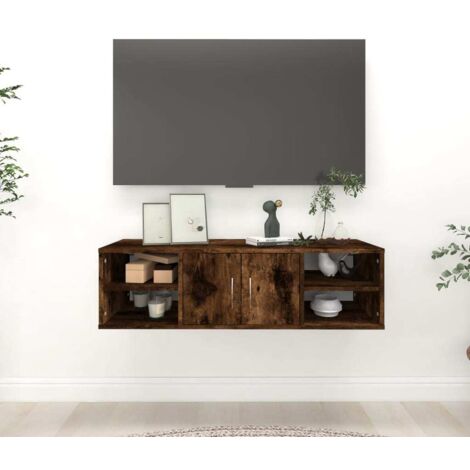 Étagère murale-Étagère flottante-Étagère de rangement suspendue chêne fumé 102x30x29 cm bois d'ingénierie 577408 (1/5)