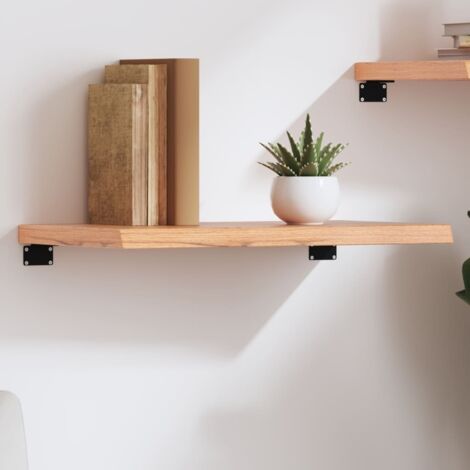 Étagère murale-Étagère flottante-Étagère de rangement suspendue marron clair bois chêne massif traité 570235 (1/5)