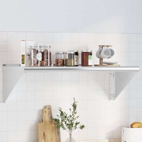 Étagère murale-Étagère flottante-Étagère de rangement suspendue 100x45x31 cm argenté acier inoxydable 553956 (1/5)