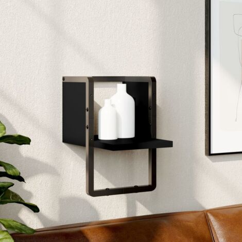 Étagère murale avec barre-Étagère flottante-Étagère de rangement suspendue noir 20x25x30 cm 207720 (1/5)