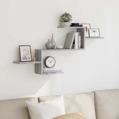 Étagère murale-Étagère flottante-Étagère de rangement suspendue sonoma gris 104x15x49 cm bois ingénierie 834669 (1/5)
