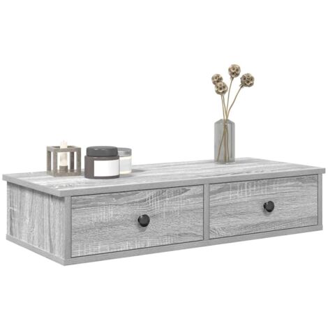 Étagère murale avec tiroirs-Étagère flottante-Étagère de rangement suspendue sonoma gris bois d'ingénierie 751962 (1/5)