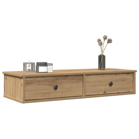 Étagère murale avec tiroirs-Étagère flottante-Étagère de rangement suspendue chêne artisanal bois d'ingénierie 655080 (1/5)