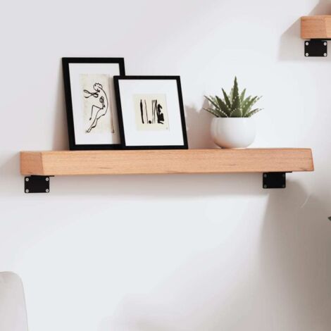 Étagère murale-Étagère flottante-Étagère de rangement suspendue marron clair 60x10x6 cm bois chêne massif traité 199245 (1/5)