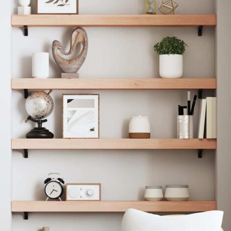 Étagère murale-Étagère flottante-Étagère de rangement suspendue 80x10x6 cm bois de chêne massif non traité 806279 (1/5)