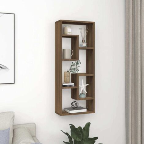 Étagère murale-Étagère flottante-Étagère de rangement suspendue Chêne marron 36x16x90 cm Bois d'ingénierie 609575 (1/5)