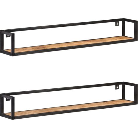 Étagères murales 2 pcs-Étagère flottante-Étagère de rangement suspendue 120 cm Bois de manguier brut 735205 (1/5)