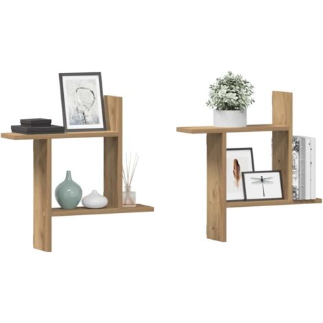 Étagères murales 2 pcs-Étagère flottante-Étagère de rangement suspendue chêne artisanal bois d'ingénierie 759681 (1/5)