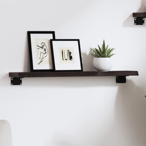 Étagère murale-Étagère flottante-Étagère de rangement suspendue marron foncé 60x10x2 cm bois chêne massif traité 849940 (1/5)