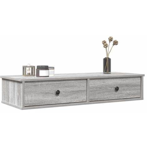 Étagère murale avec tiroirs-Étagère flottante-Étagère de rangement suspendue sonoma gris bois d'ingénierie 542522 (1/5)