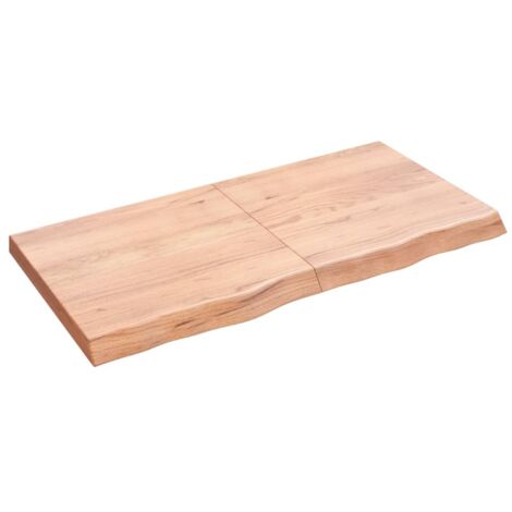 Dessus de table-Plateau de Table de Remplacement marron clair bois chêne massif traité 753449 (1/5)