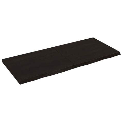 Dessus de table-Plateau de Table de Remplacement marron foncé bois chêne massif traité 691321 (1/5)